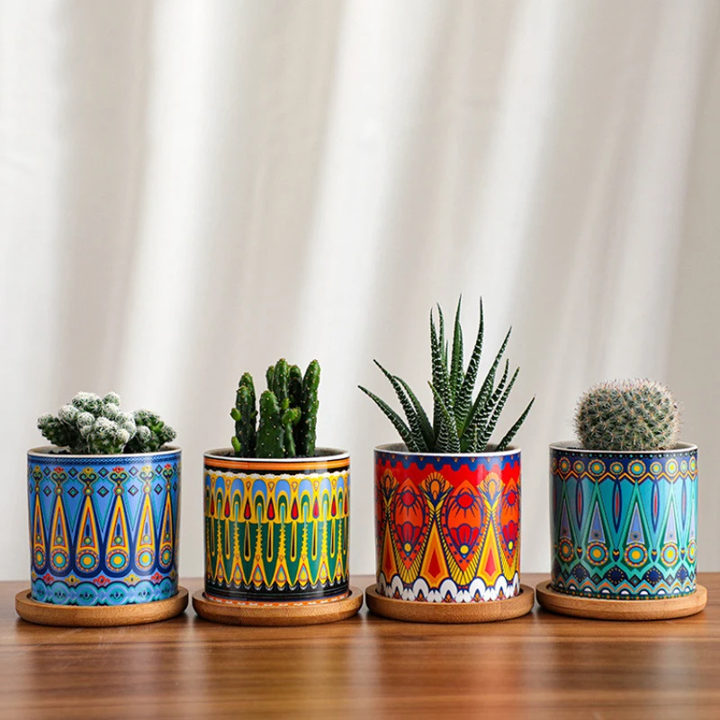Stil Nordic ceramice ghiveci de artă American model simplu și modern model continuu de culoare cu tava de plante suculente plantat