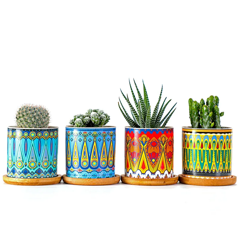 Stil Nordic ceramice ghiveci de artă American model simplu și modern model continuu de culoare cu tava de plante suculente plantat