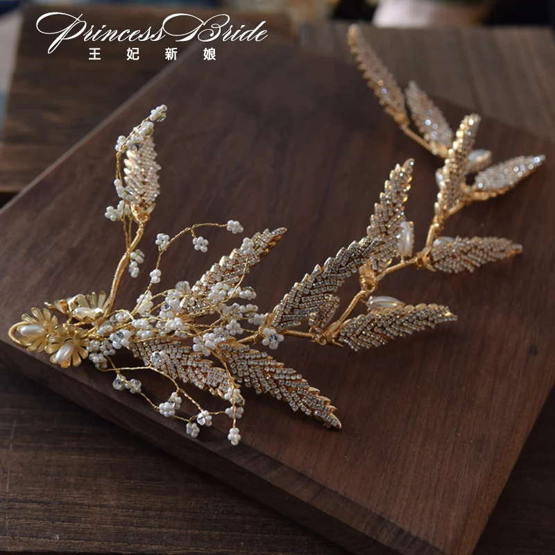 De aur de Cristal parul lung bijuterii Partea cristal Hairband cercei de Mireasa Accesorii de Par