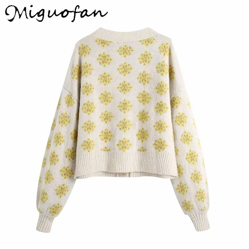 Miguofan Flori Tricotate Cardigan Pentru Femei Pulover Za Jersey Mujer V Gât Elegant Doamnelor Plus Cardigan Pentru Femei Brand Haina 2021 Noi