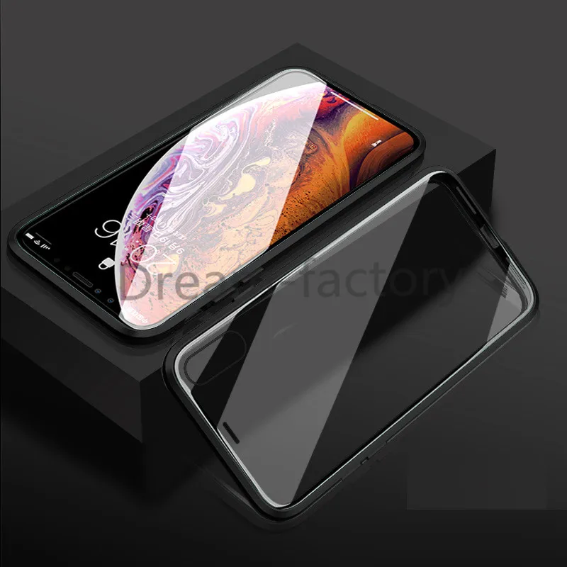 100BUC Magnetic de Adsorbție Cadru Metalic Dublu Partea de Sticla Caz Acoperire pentru iPhone 11 Pro Max 6 6s 7 8 Plus X Xs Max Xr