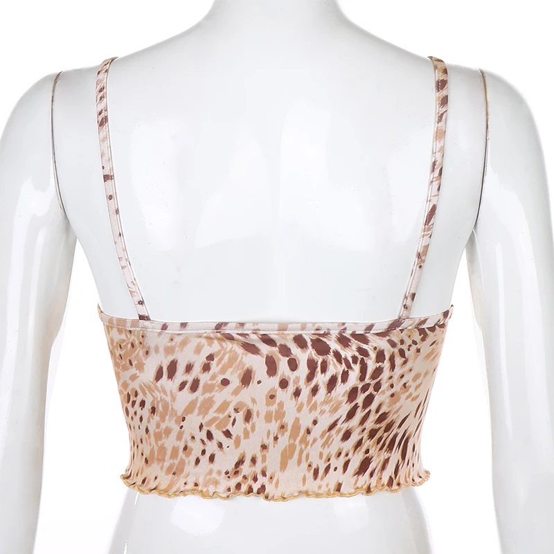 Darlingaga Streetwear V Gât Leopard de Imprimare Topuri de Cultură Y2K Dantela Mozaic Curea de Vara de Top de sex Feminin Cami Sexy Petrecere Topuri fără Mâneci