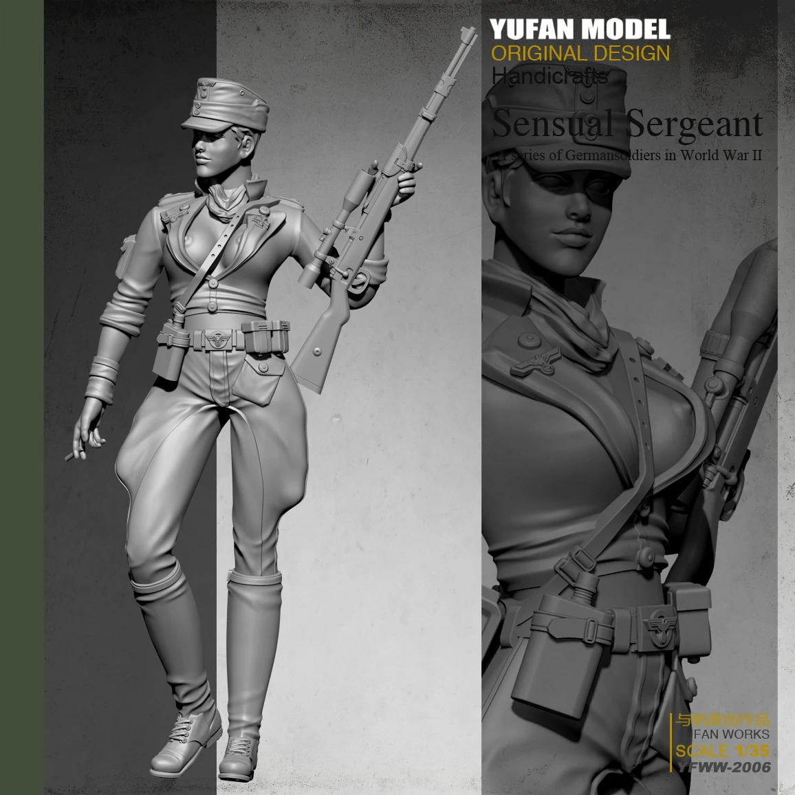 Yufan Model 1/35 Femeie Lunetist Rășină Soldat Incolor Și Auto-asamblate Yfww-2006