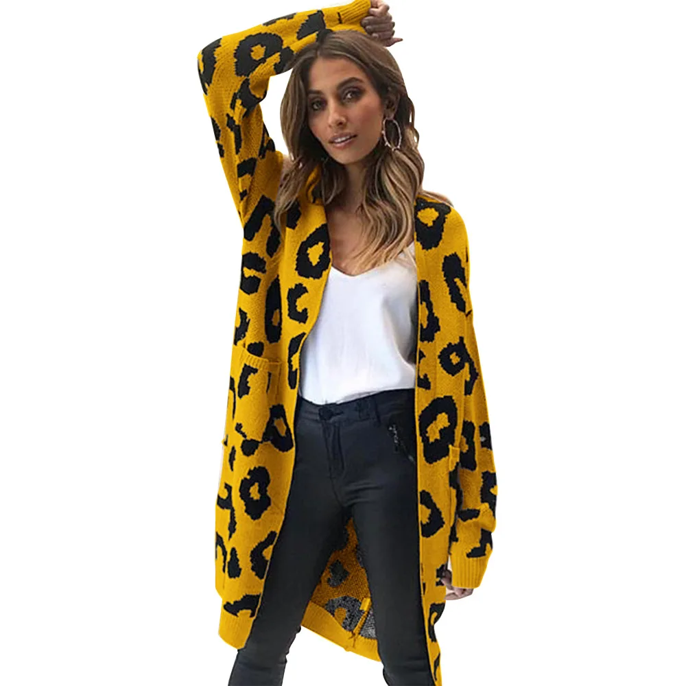 Crăciun Femei Haine Noi Femei Leopard de Imprimare Jacheta Tricotata Femeii Pulover Cardigan