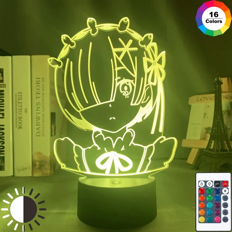 Anime RE:ZERO Figura Model de Jucărie Kawaii Rem figurina din Acril cu Led Lumina de Noapte Lampa DIY Decor de Colectare Cadou de Înaltă Calitate