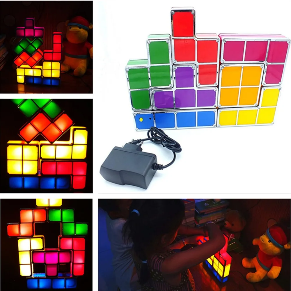 DIY Puzzle de Lumină care pot fi Stivuite LED Lampa de Birou Construibil Bloca Lumina de Noapte Retro Joc Turn de Copil Colorate Caramida Jucarie Cadou