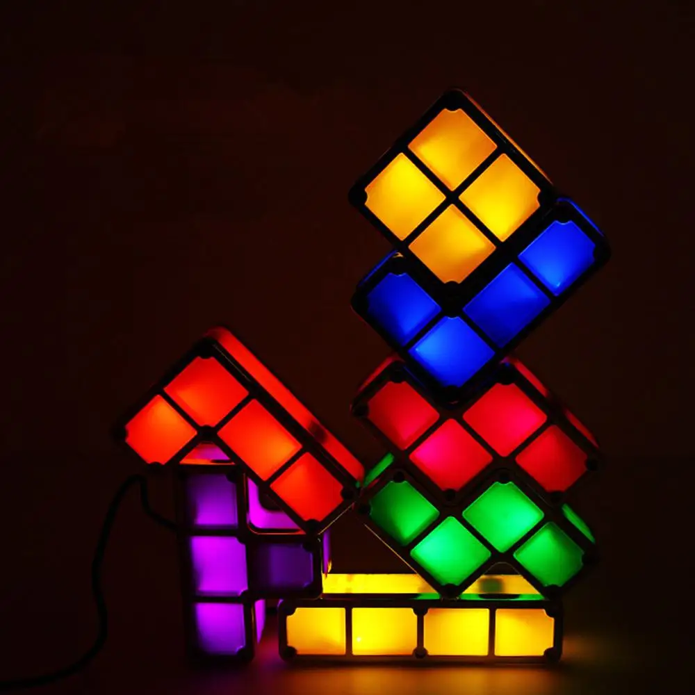 DIY Puzzle de Lumină care pot fi Stivuite LED Lampa de Birou Construibil Bloca Lumina de Noapte Retro Joc Turn de Copil Colorate Caramida Jucarie Cadou