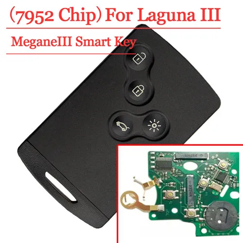 De bună calitate(1 buc ) 4 Butonul smart card cu pcf7952 pentru Renault Megane III, Fluence, Laguna III Scenic 2009-433MHz