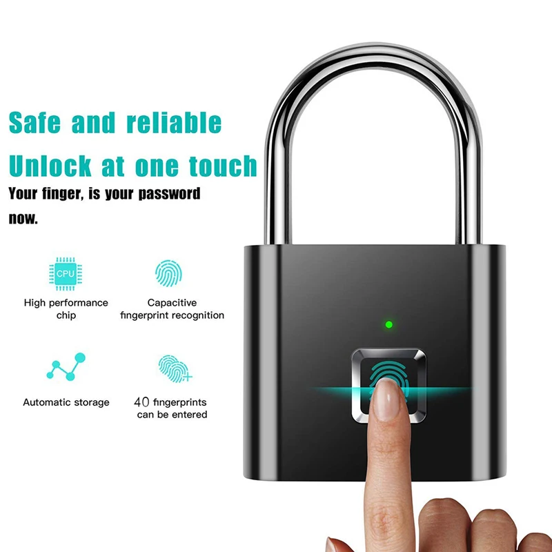 Aliaj de Zinc USB Reîncărcabilă Usa de Blocare de Amprente Inteligent Lacăt fără cheie de Deblocare Rapidă de Securitate Anti-Furt Lacăt Pentru Sertar Saci