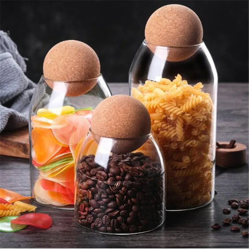 Depozitare Flacon De Sticlă Transparentă De Alimente Recipient Condimente Ceainic Acasă Decorare Bucătărie Organizator