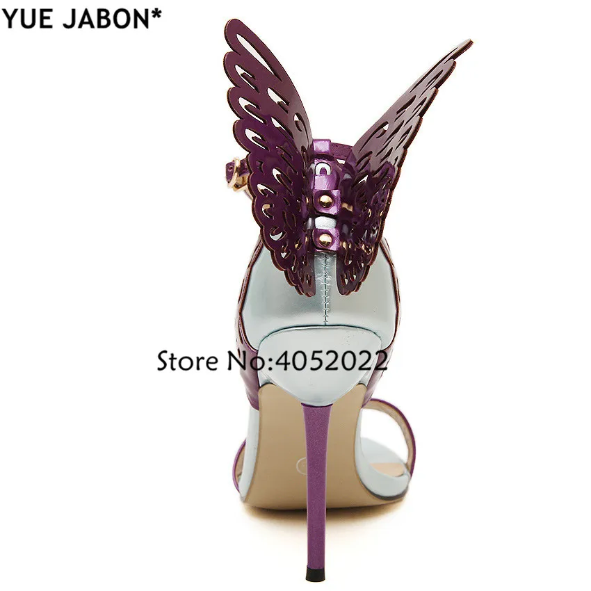 YUE JABON de Lux din Piele Pantofi cu Toc Femei Fluture Floare a Subliniat Toe Superficial Gura Roz Violet Pompe Lady pantofi de Nunta