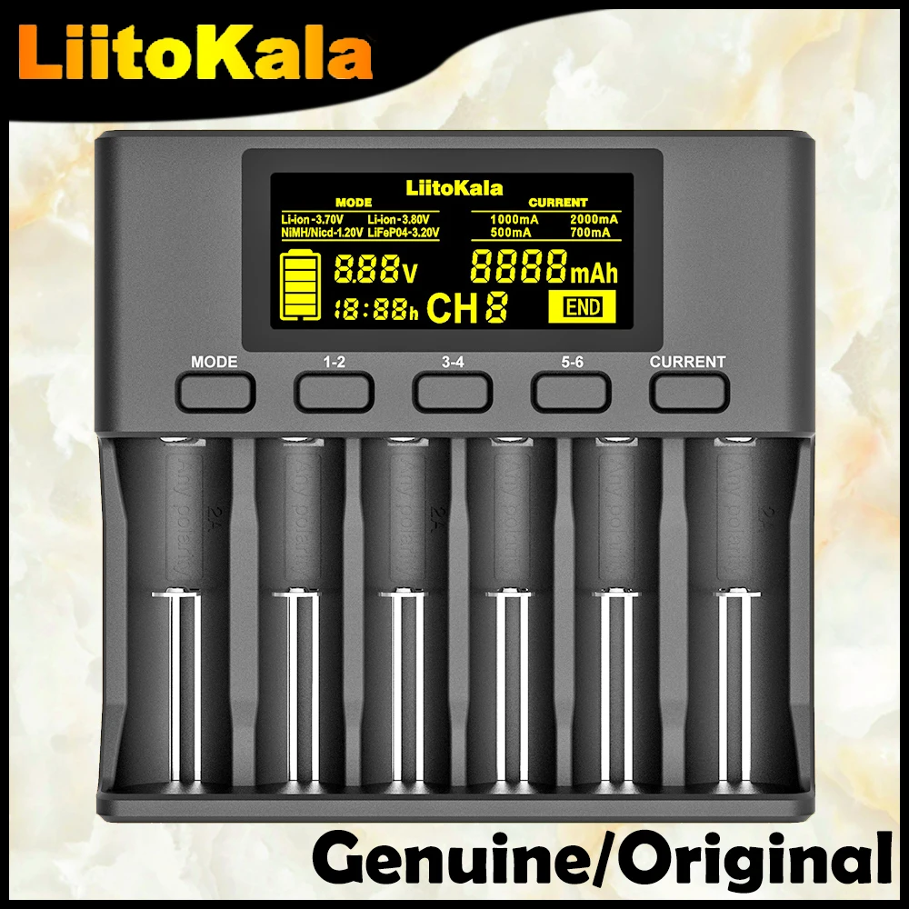 LiitoKala Lii-S6 18650 Litiu baterie 6-Slot Auto-Detecta Polaritatea De 3.7 V 26650 21700 32650 1.2 V AA baterii AAA