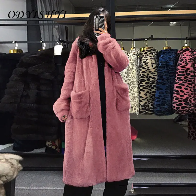 Faux Blană de Nurcă Mantou pentru Femei Hanorac Gros de Iarna Cald Uza 2020 Noua Moda de Pluș Jacheta cu Gluga Palton Lung Femei Plus Dimensiune 5XL