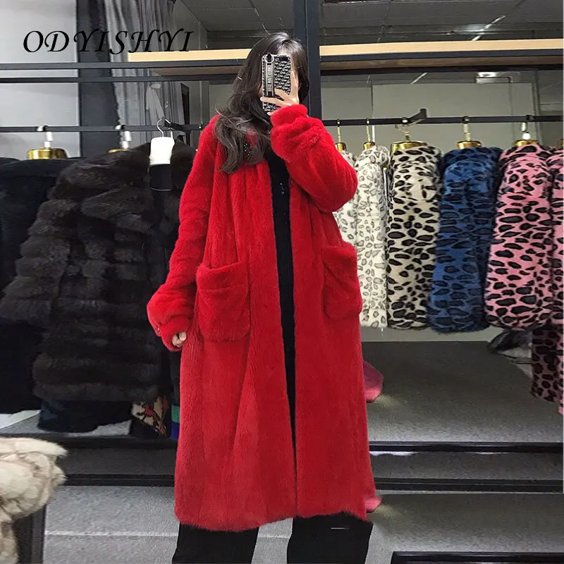 Faux Blană de Nurcă Mantou pentru Femei Hanorac Gros de Iarna Cald Uza 2020 Noua Moda de Pluș Jacheta cu Gluga Palton Lung Femei Plus Dimensiune 5XL