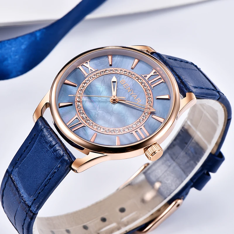 2019 Nouă ceasuri Femei BENYAR Cuarț ceas din piele doamnelor rochie top brand de lux ceasuri femei ceas Relogio Feminino