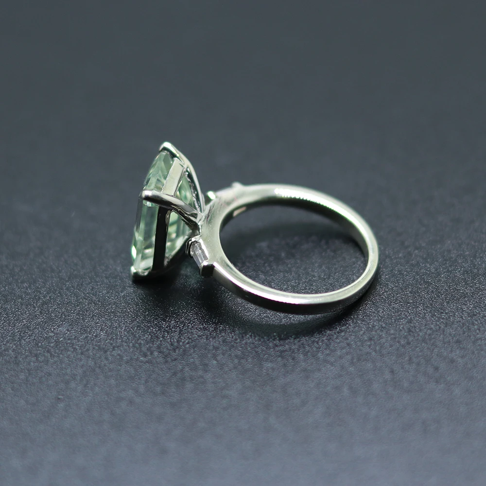 MH bijuterii Naturale de ametist verde dreptunghi Piatră prețioasă solid Inel Argint 925 Bijuterii Fine pentru fata doamna cadou de logodnă