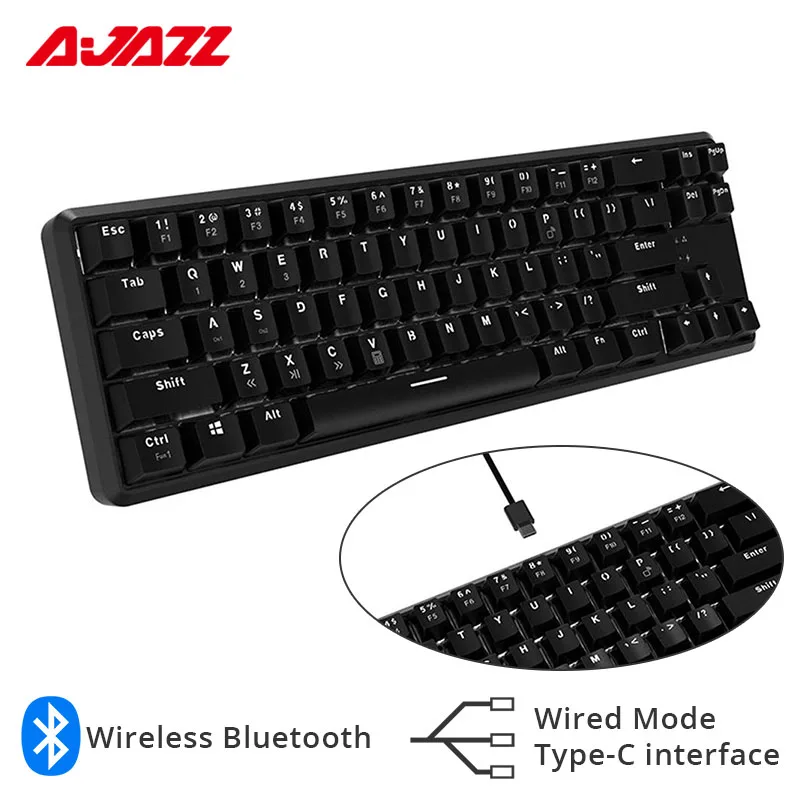 Ajazz K680T Wireless Bluetooth Tastatură Mecanică de Tip C 68 Taste Anti-Ghosting de Fundal 1000mAh Negru Albastru Rosu Maro Comutator