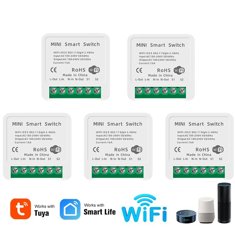 5pcs cutii DIY mini smart switch tuya aplicație de control Comutator Wifi Timer Switch-uri Wireless compatibil cu alexa google voice control