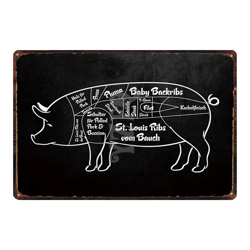 Măcelar Magazin de carne de Porc Shabby Chic Tin Semne de Epocă Bucătărie Plăci de Metal Pentru Perete Bar Casa Retro Decor 30X20CM DU-2935