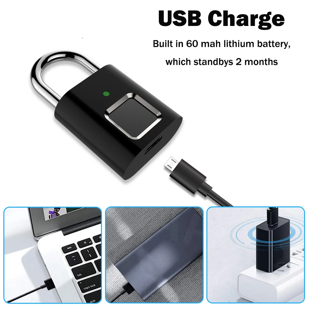 HISMAHO de Blocare de Amprente USB Reîncărcabilă Impermeabil Inteligent Amprenta Lacat Anti-furt, Electric Mini sistem de Blocare Pentru Depozitare Caz