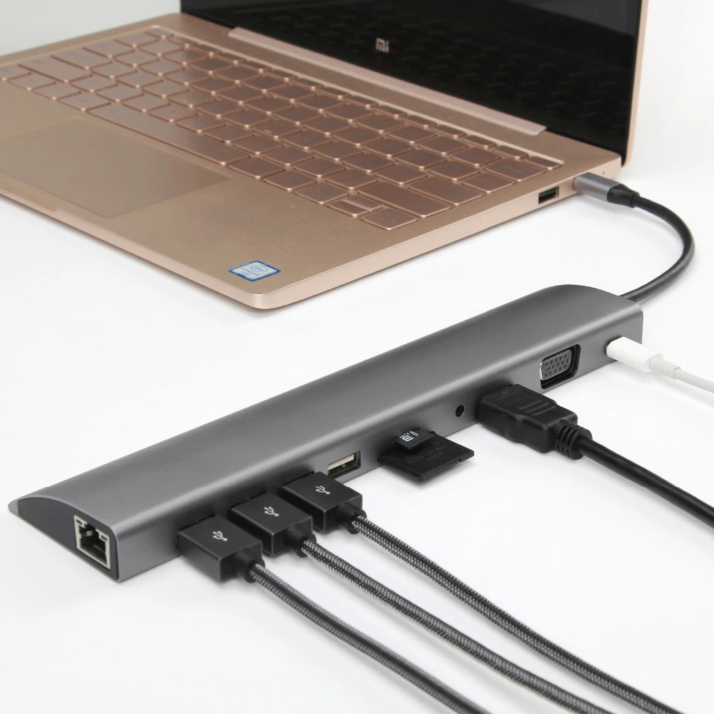 DeepFox 11-În-1 de Tip C Hub USB C la HDMI VGA Lan Porturi USB 3.0 SD/TF Card Reader USB-C Livrare de Energie pentru MacBook Pro