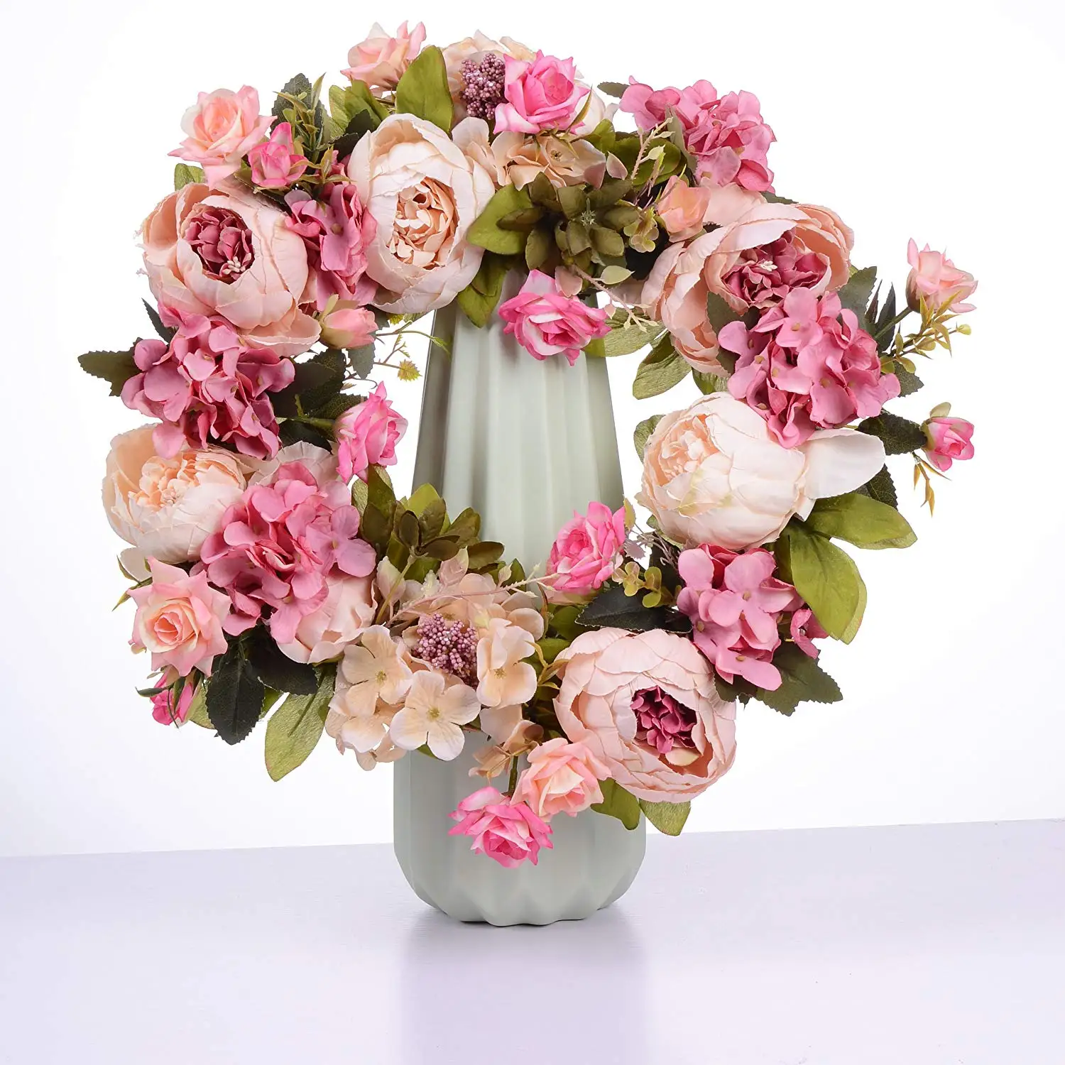 Flori artificiale Coroană de flori Bujor Cununa de 16 inch Usa Primăvară Rotund Coronita Pentru Usa de La intrare Vacanță Petrecere de Nunta Decor Acasă Cadou