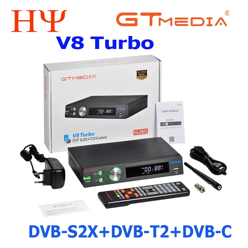 10buc GTMedia V8 Turbo Gtmedia V8 pro2 H. 265 Full HD, DVB-S2, DVB-T2, DVB-C Receptor de Satelit Built-in WiFi mai bine freesat