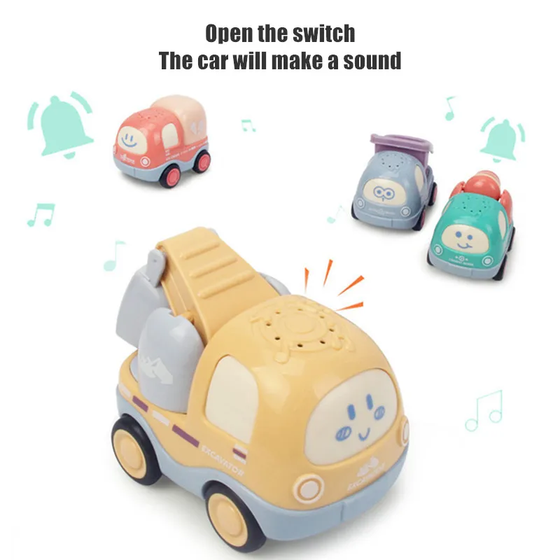NOI 4BUC Desene animate Model de Masina Lumina de Sunet Drăguț Inginerie Frecare Auto Copii Jucarii pentru Baieti pentru Copii de Învățământ de Ziua de nastere Cadouri de Craciun