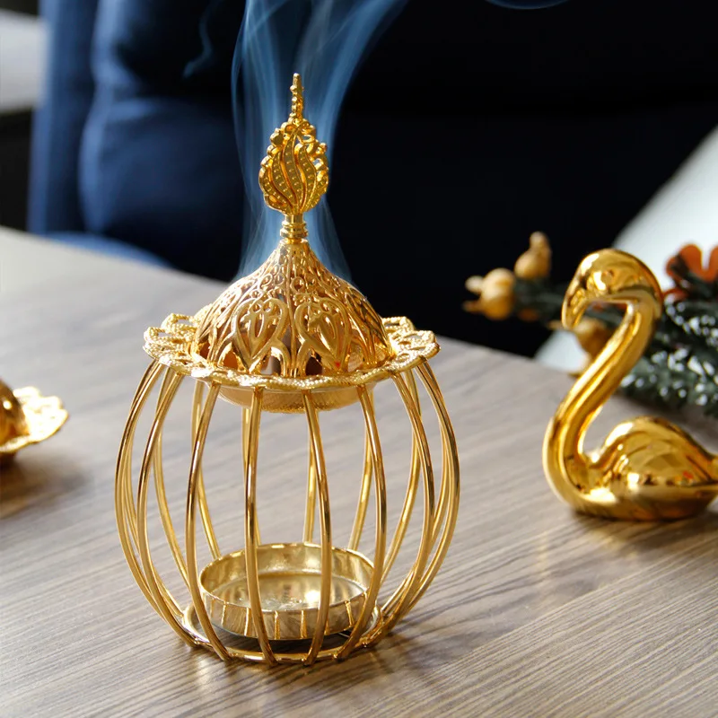 Arab modern de personalitate de aur de metal de lux arzător de tămâie stil European desktop simplu de aromaterapie arzător decor LB92303