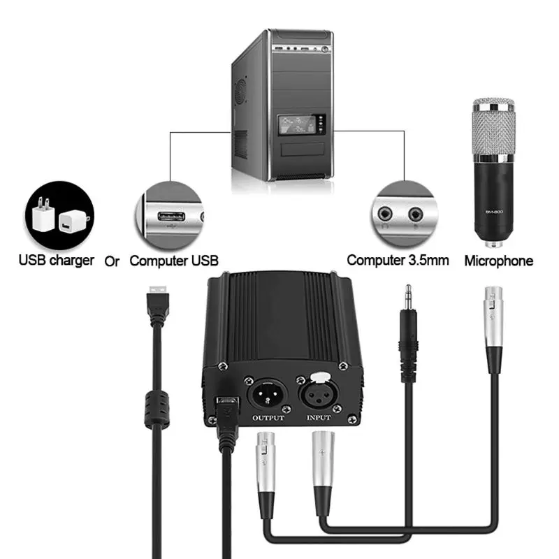 Portabil 1 Canal 48V Phantom USB de Alimentare USB-Cablu XLR 3Pin Cablu pentru Microfon pentru Orice Microfoane Condensator Accesorii WXTB