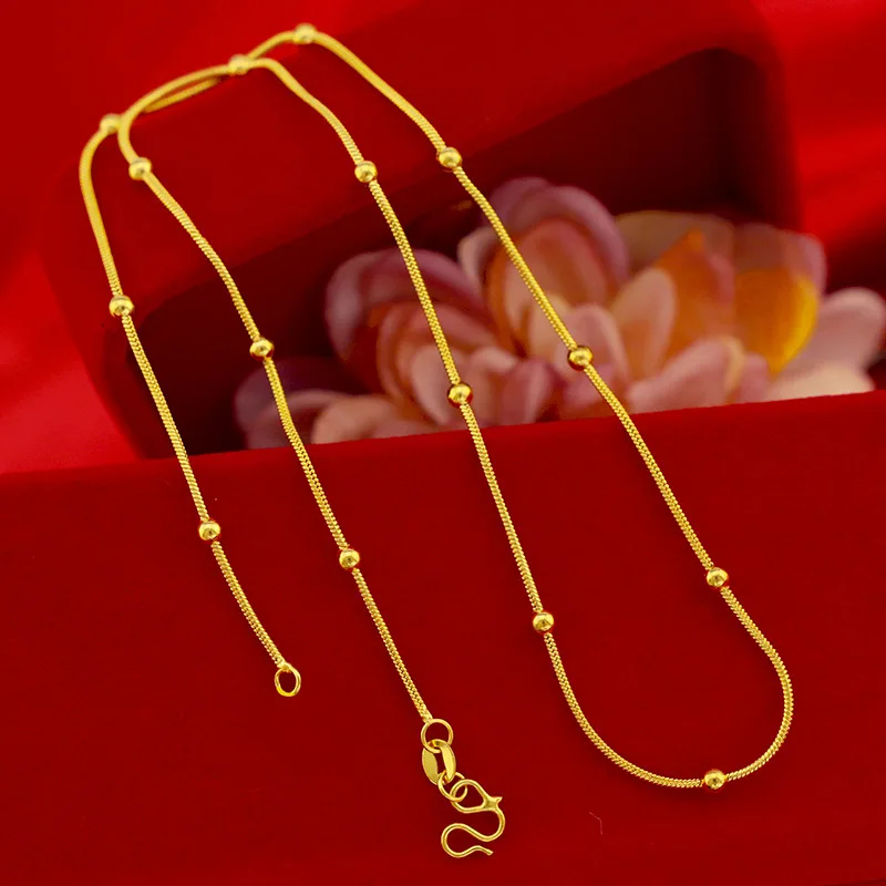 Aur pur de Culoare Coliere pentru Femei Nunta Nupțial Colier de Lanț de 18inch Collier de sex Feminin Cravată de Aur din Africa de Bijuterii Bijoux Cadouri