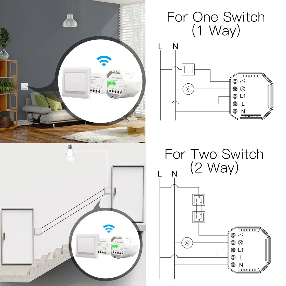 Wifi Inteligent Comutator de Lumină Diy Întrerupător Modul de Viață Inteligentă/Tuya APP Control de la Distanță,Funcționează cu Alexa Ecou de Start Google 1/2 Cale