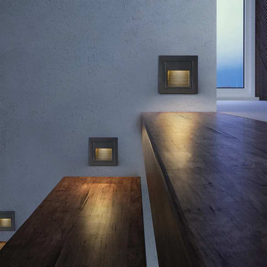 Led Lampă de Perete 3W LED Scara Pas de Lumină Lumini Încastrate Îngropat Lampa Interior Exterior Impermeabil Scara Lumini Senzor