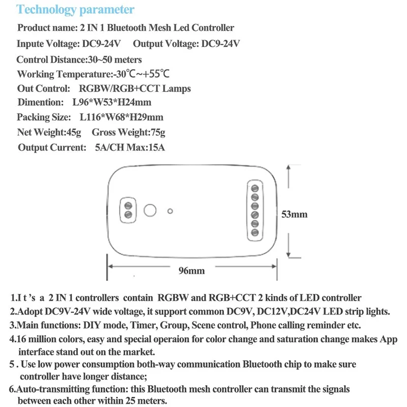 Wireless Bluetooth Benzi cu LED-uri Controler de Lumină pentru RGBW/RGB+CCT Lămpi Trupa Lumini APP Telefon Inteligent de Control