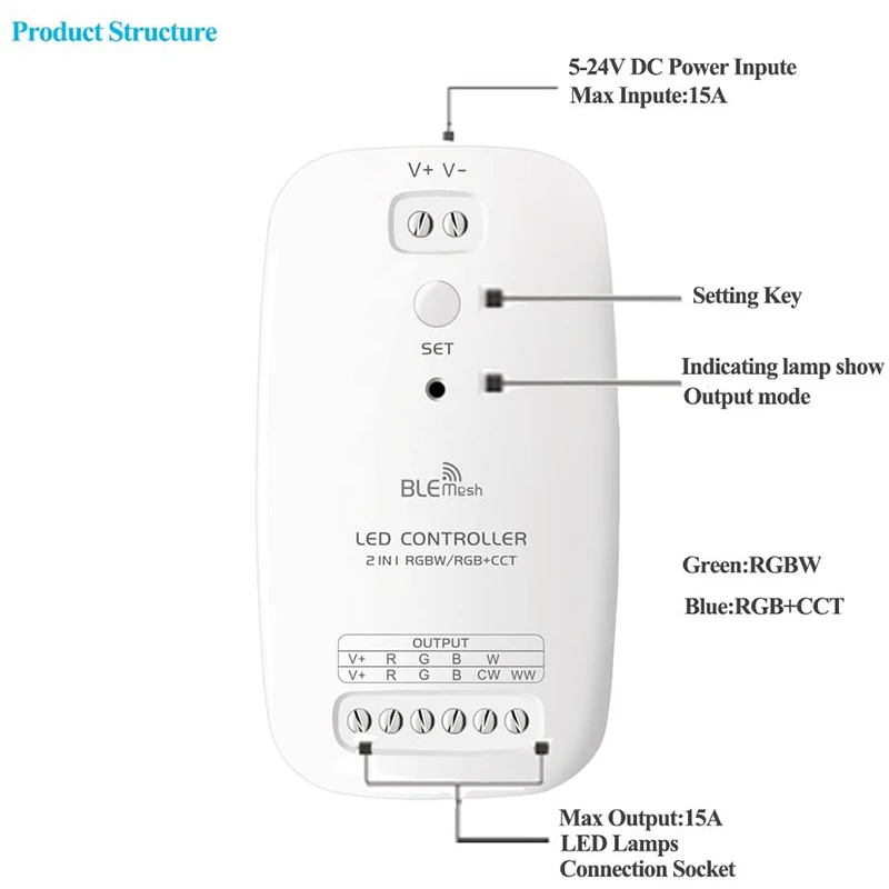 Wireless Bluetooth Benzi cu LED-uri Controler de Lumină pentru RGBW/RGB+CCT Lămpi Trupa Lumini APP Telefon Inteligent de Control