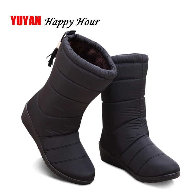 Pantofi de iarna pentru Femei Cizme de Zapada Impermeabile de Pluș Cald pentru Iarna Rece Pene Glezna Botas Femei Cizme de Iarna Black Red