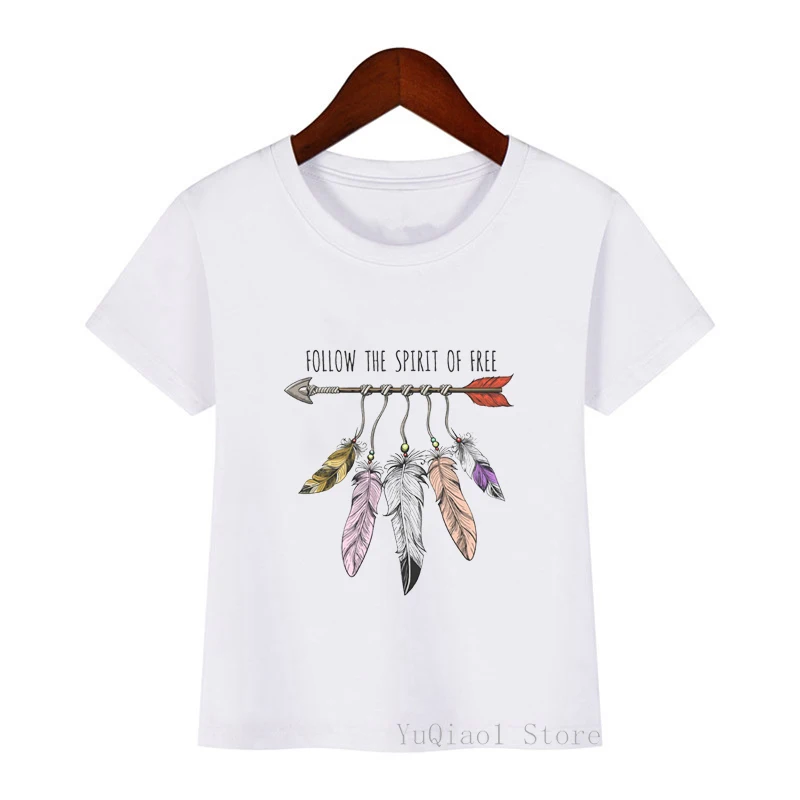 Săgeata și pene de imprimare minunat pentru copii t-shirt de vara fete haine copii copilul drăguț grafic teuri topuri dreamcatcher tricou