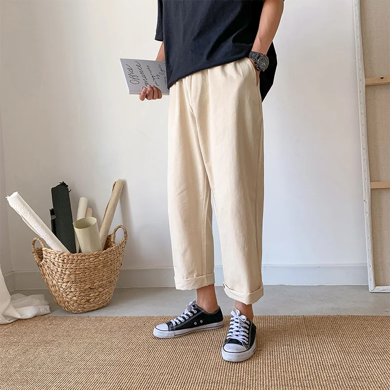 Pantaloni Barbati Vrac Cordon Solid Simplu Toate Se Potrivesc Mens Pantaloni De Moda Bărbați De Înaltă Calitate Studenților Harajuku Plus Dimensiune Casual
