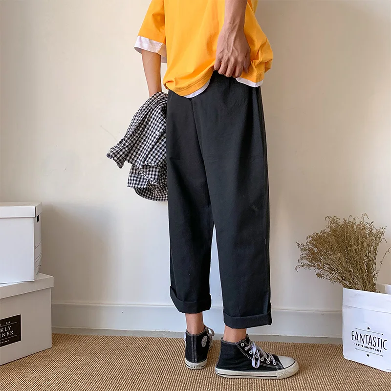 Pantaloni Barbati Vrac Cordon Solid Simplu Toate Se Potrivesc Mens Pantaloni De Moda Bărbați De Înaltă Calitate Studenților Harajuku Plus Dimensiune Casual