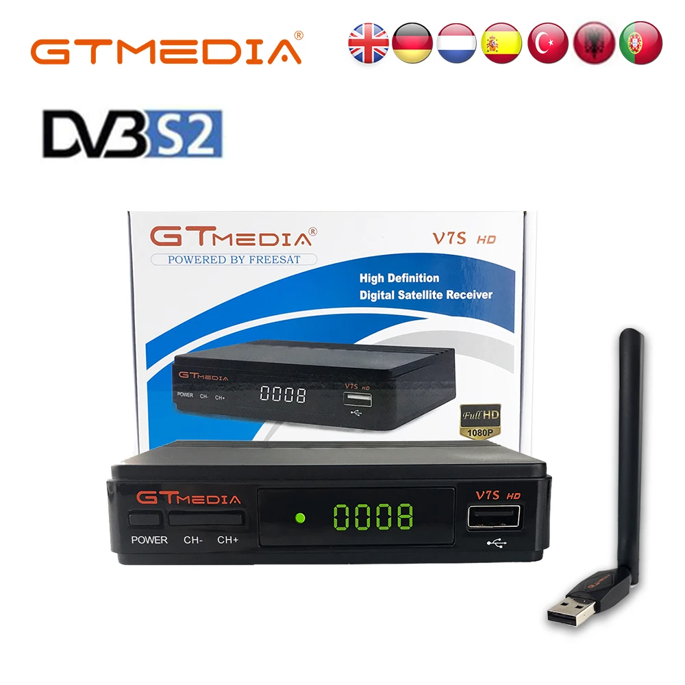 GTMEDIA v7s hd DVB S2 receptorilor 1080P TV prin Satelit Receptor+USB WIFI Antena Spania Germania Tuner TV Upgrade De la Freesat V7 HD