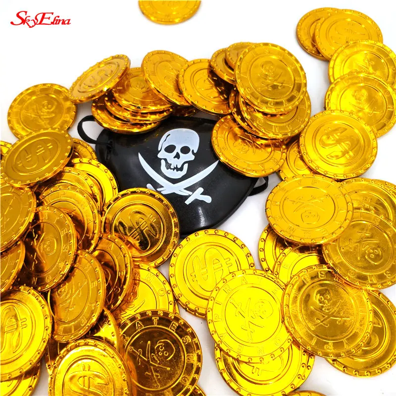 100buc Plastic de Aur Semnul Dolarului de Monedă și Căpitanul Pirat Monedă de Copii elemente de Recuzită, Decor Acasă Ornamente Non-moneda Monede 6ZHH265