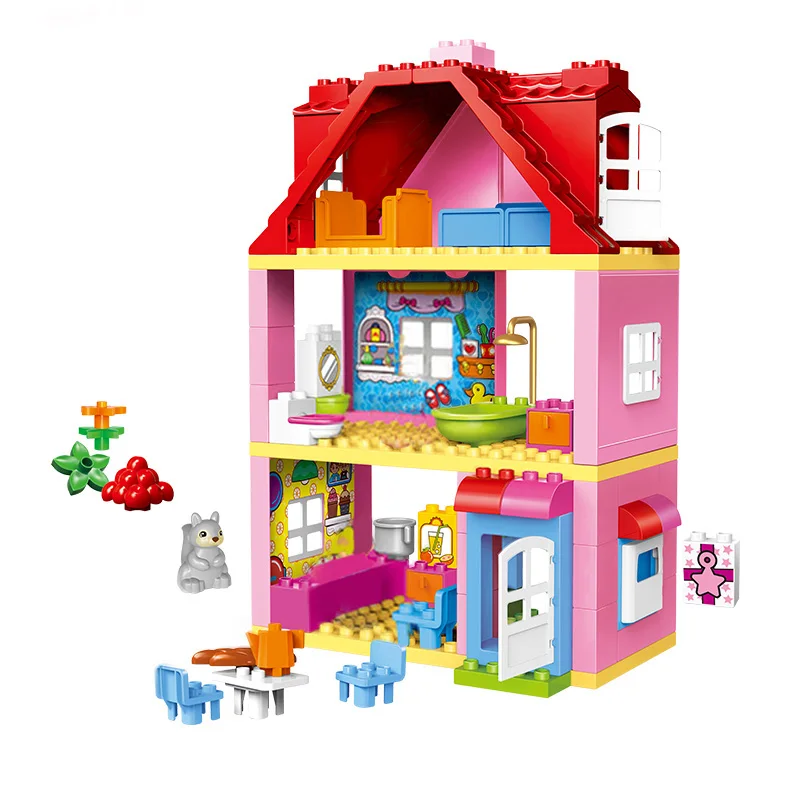 Clasic Printesa de Dimensiuni Mari Compatibil Duploed Bloc de Familie Constructii case Blocuri DIY Caramida Jucărie Pentru Copii