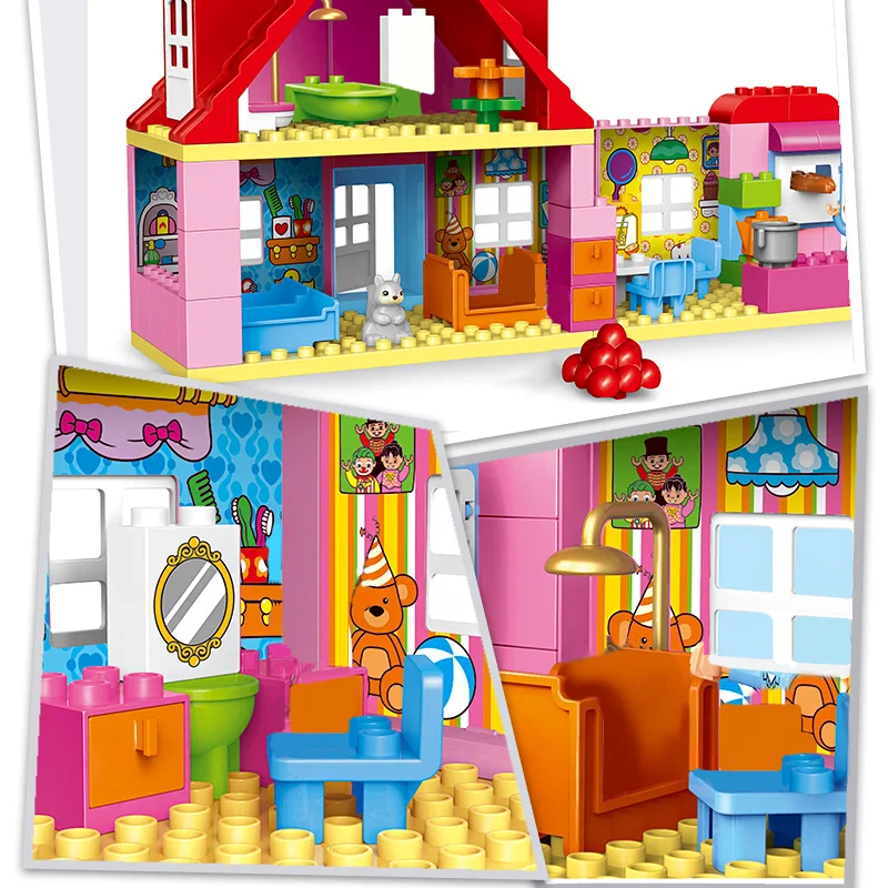 Clasic Printesa de Dimensiuni Mari Compatibil Duploed Bloc de Familie Constructii case Blocuri DIY Caramida Jucărie Pentru Copii