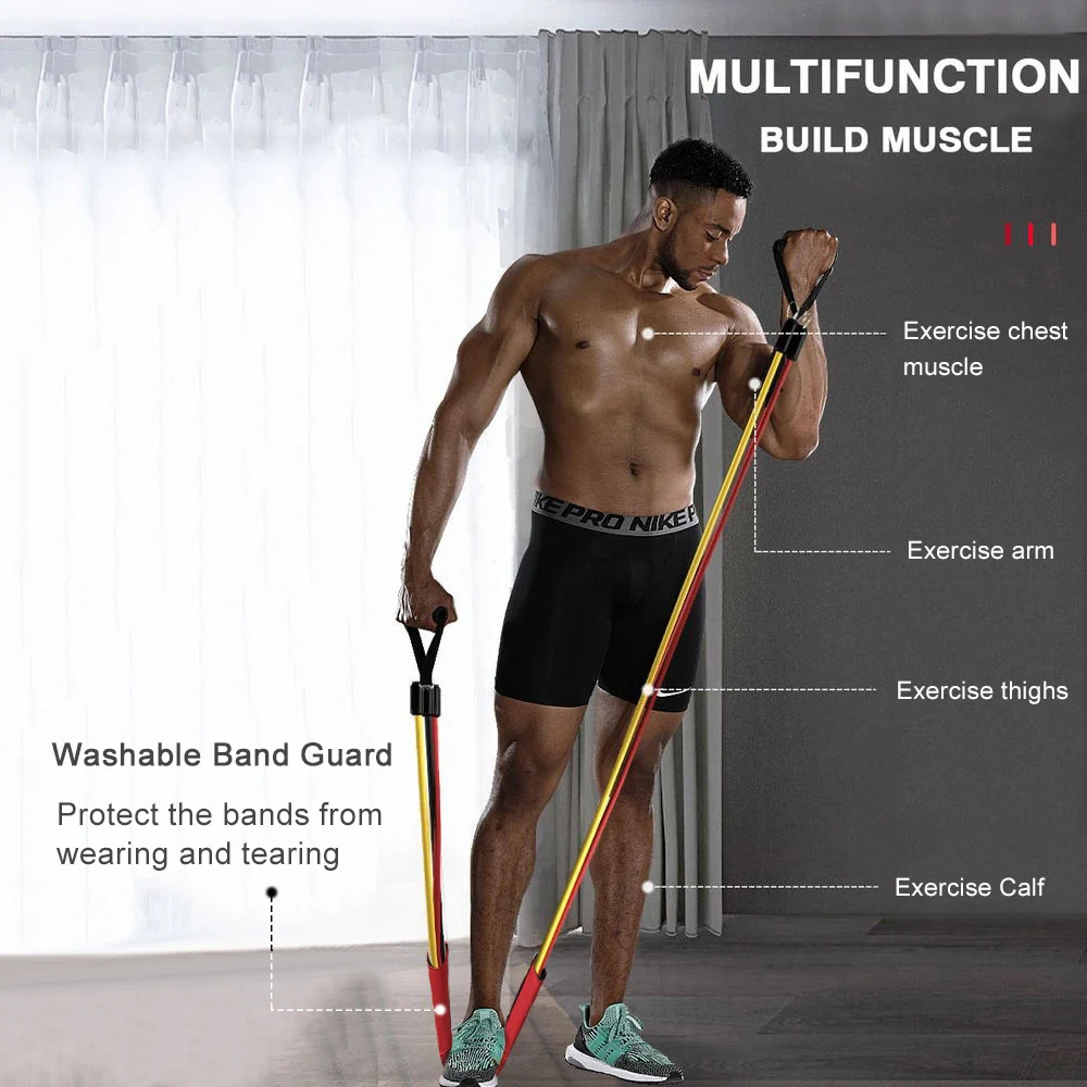 11Pcs Elastica Rezistenta Benzile de Fitness Set Expander Exercițiu de Yoga Tuburi de Cauciuc Banda de Intindere de Formare Acasă Săli de sport Antrenament Trage Coarda