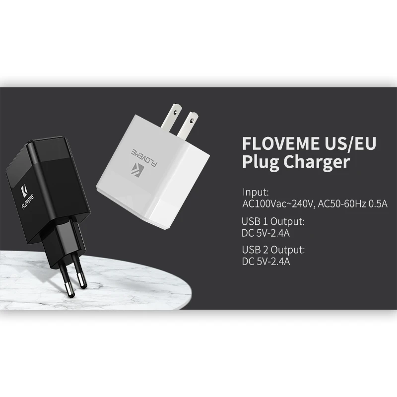 FLOVEME Port Dual USB Încărcător pentru iPhone, Samsung, Xiaomi Universal Rapid Încărcător de Perete SUA UE Plug Încărcător de Telefon Mobil Adaptor
