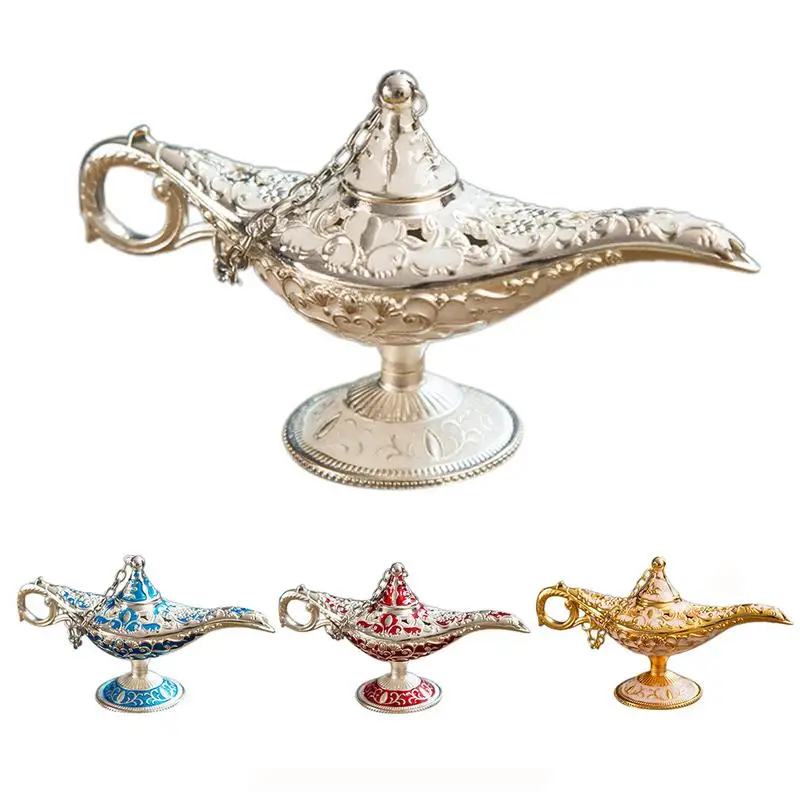 Retro De Metal Sculptură Lampa Lui Aladdin Statuie Din Aliaj De Aluminiu Decor Acasă De Colectare A Salva Colectia De Arta Ambarcațiunile De Cadou