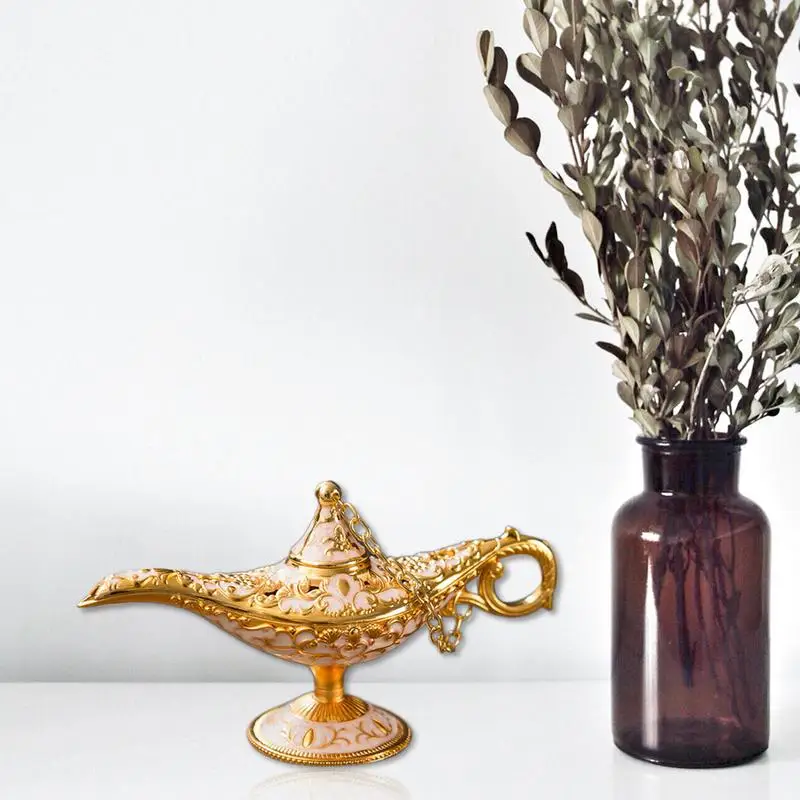 Retro De Metal Sculptură Lampa Lui Aladdin Statuie Din Aliaj De Aluminiu Decor Acasă De Colectare A Salva Colectia De Arta Ambarcațiunile De Cadou