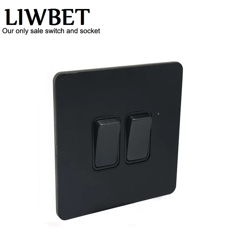 LIWBET 2 Banda Comutator de Lumină Și AC220~250V Culoare Negru din Oțel Inoxidabil Panou 2 Modul Comutator de Perete Cu Dublu Push Buton