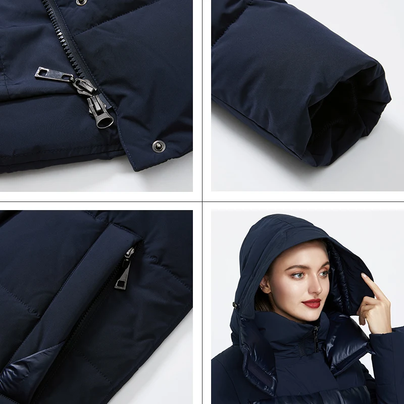 GASMAN Brand de moda mozaic Femei jacheta de iarna groasa uza cald hanorac femei palton Femei, negru cu gluga puffer jacheta 003