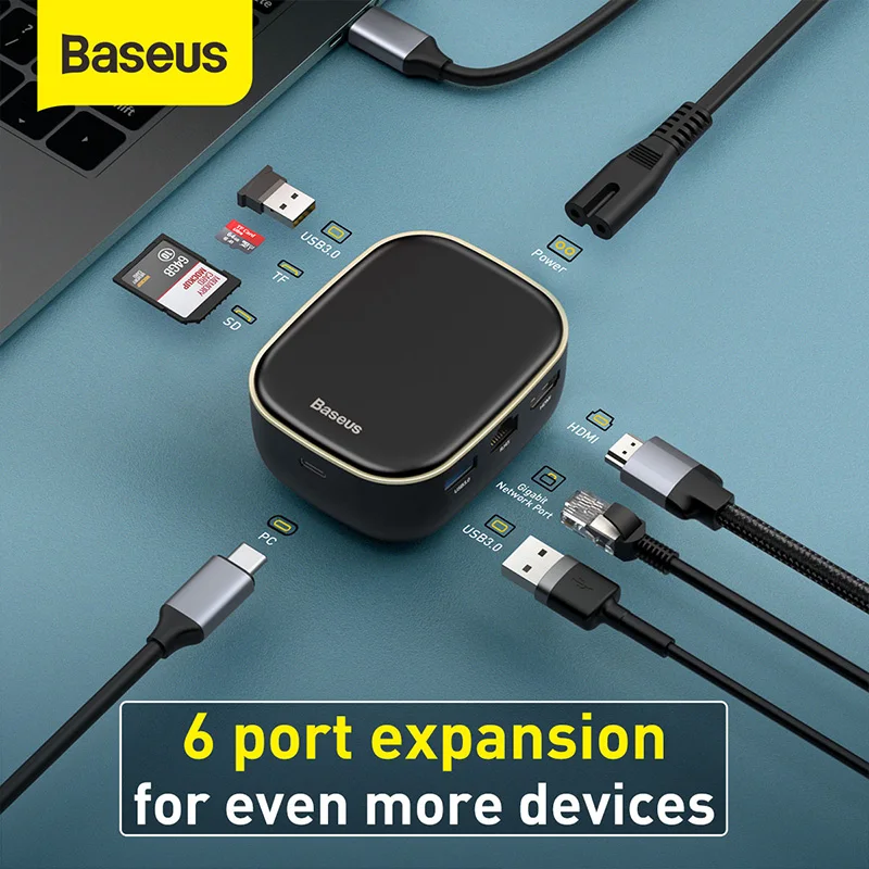Baseus C USB HUB cu Multi HDMI USB 3.0 RJ45 TF SD Carde Cititor PD 60W Adaptor Pentru MacBook Pro Air Andocare Tip C HUB USB Splitter